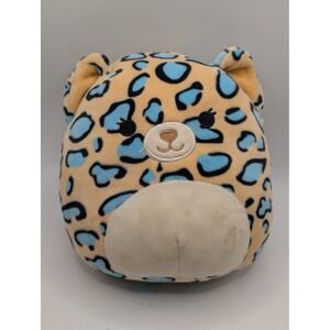 Bee Happy Blue Spotted Leopard Plush Squishy Stuffed Animal Tan 7 Inch